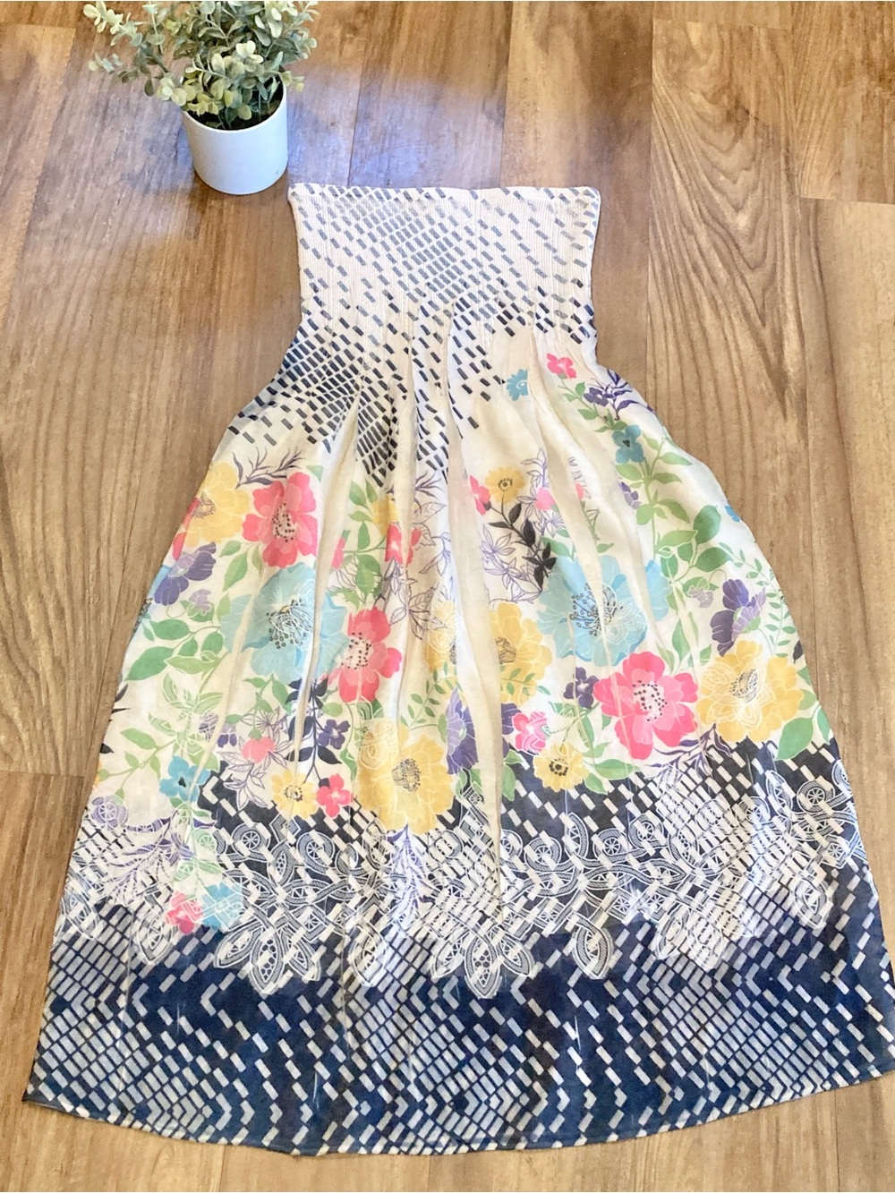Anthropologie Lapis Strapless Floral Sundress or Skirt Fits S/M